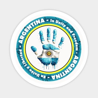 Argentina Motto Hand DNA Watercolor Art In Unity and Freedom Magnet